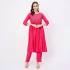 Women's Fuchsia Botanical Printed Ethnic Set, Fuchsia, small