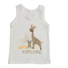 Infants' Bright White Cotton Round Neck Casual Vest, ऑफ व्हाइट, small image number null