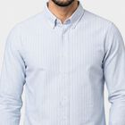 Men's Light Blue Cotton Long Sleeve Button-Down Collar Regular Fit Casual Shirt, हल्का नीला, small