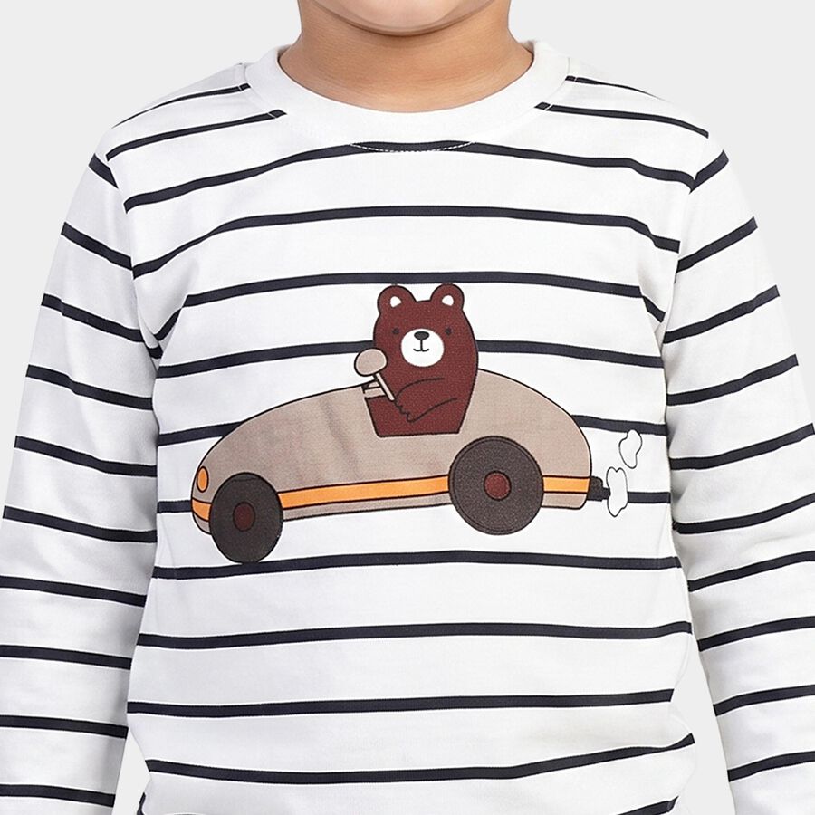 Boys Navy Blue Crew Neck Regular T-Shirt, नेवी ब्लू, large