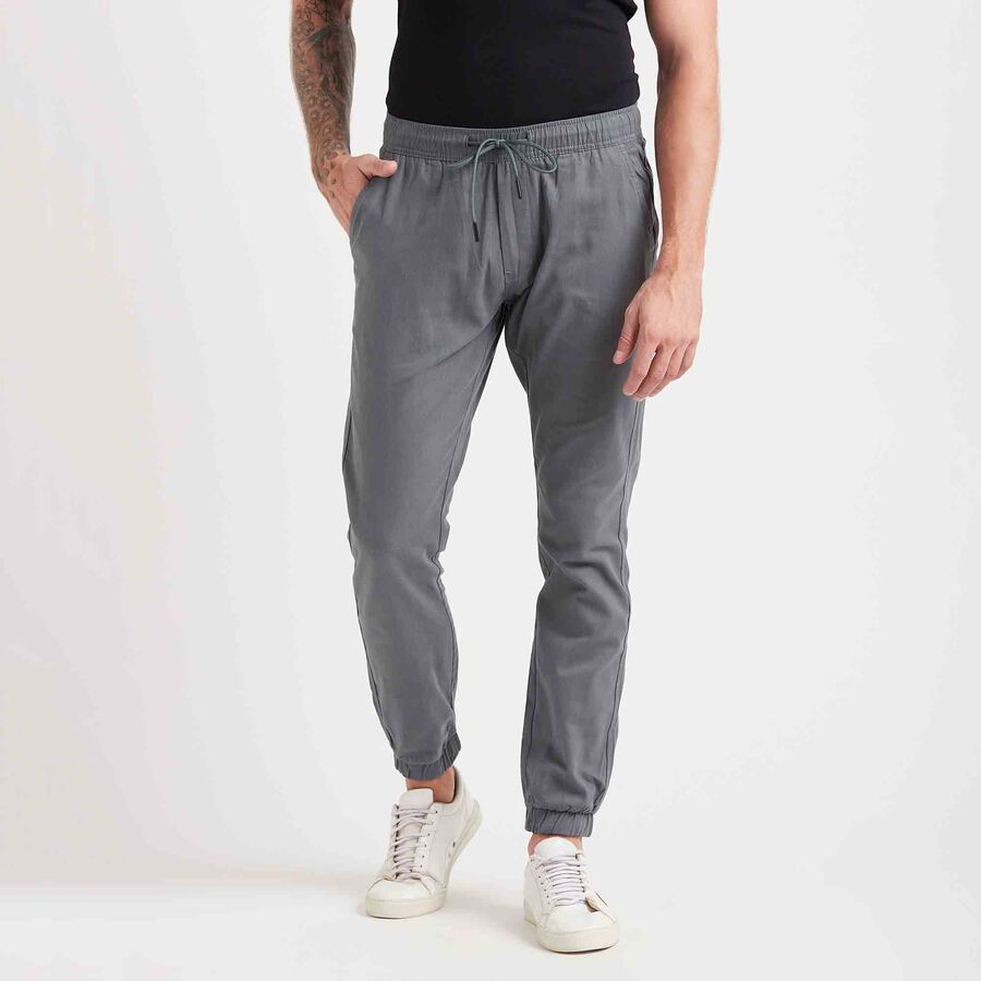 Men Grey Solid Casual Jogger Pants