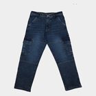 Boys Blue Straight Fit Cargo Jeans, Mid Blue, small