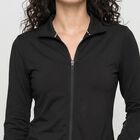 Women's Black Stand Collar Windbreaker Jacket, Black, small