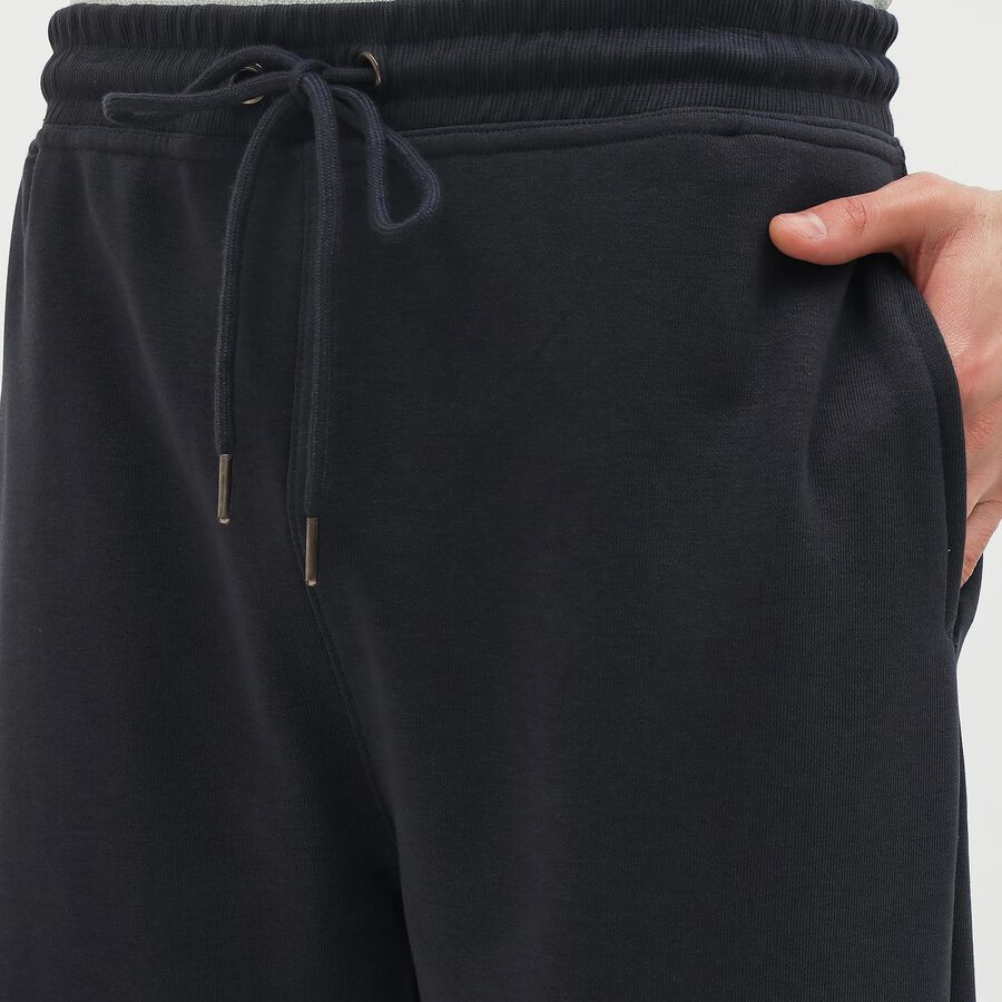 Men's Jet Black Slim Fit Elastic Waist Track Pants, चारकोल, large