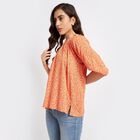 All Over Print Elbow Sleeve Top, Orange, small image number null