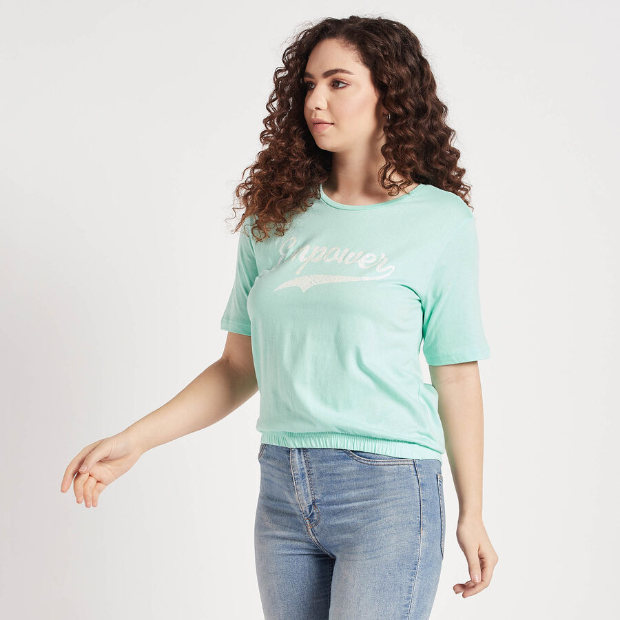 Round Neck T-Shirt, हल्का हरा, large image number null