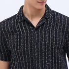 Men's Jet Black Regular Collar Casual Shirt, काला, small image number null