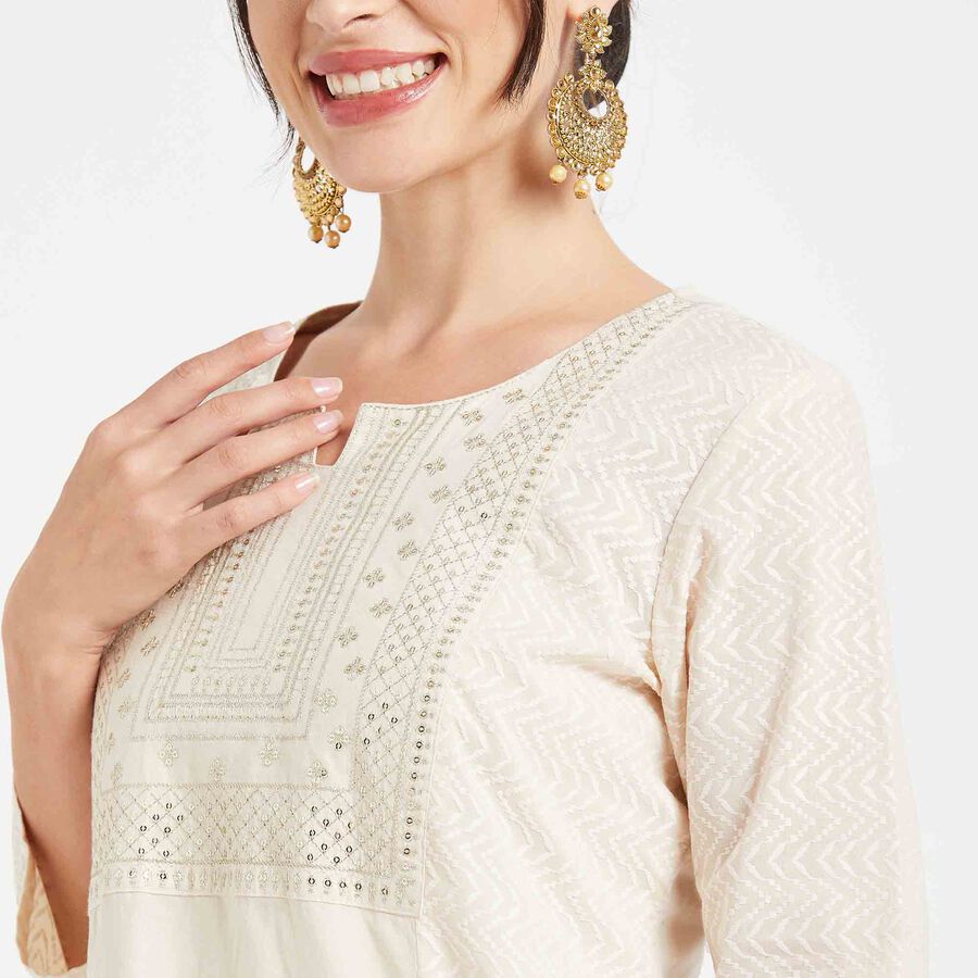 Embroidered Kurta, Off White, large image number null