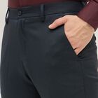 Men's Jet Blue Slim Fit Formal Trousers, Dark Blue, small