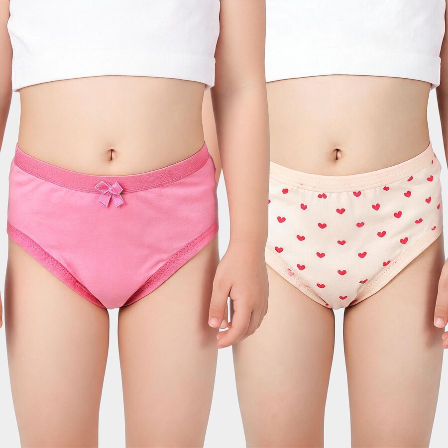 Girls Pink Regular Fit Printed Panty, Pink, large