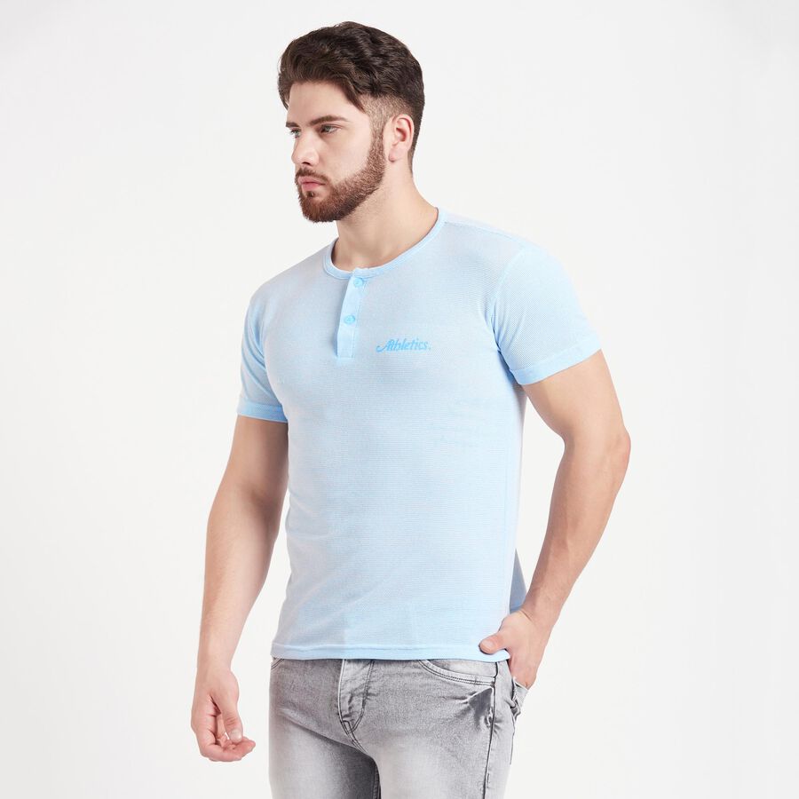 Solid Henley T-Shirt, Light Blue, large image number null