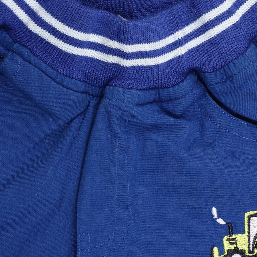 Infants' 100% Cotton Rib Waist Trouser, Mid Blue, large image number null