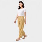 Women's Beige Regular Fit Solid Lace Hem Palazzos, Beige, small