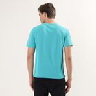 Men's Teal Round Neck Athleisure Drifit T-Shirt, Teal Blue, small