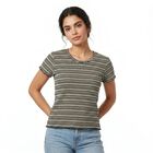 Women's Black Round Neck Regular T-Shirt, काला, small