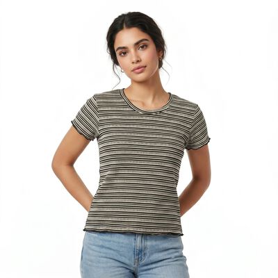 Women's Black Round Neck Regular T-Shirt