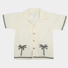Boys White Camp Collar Casual Shirt, White, small