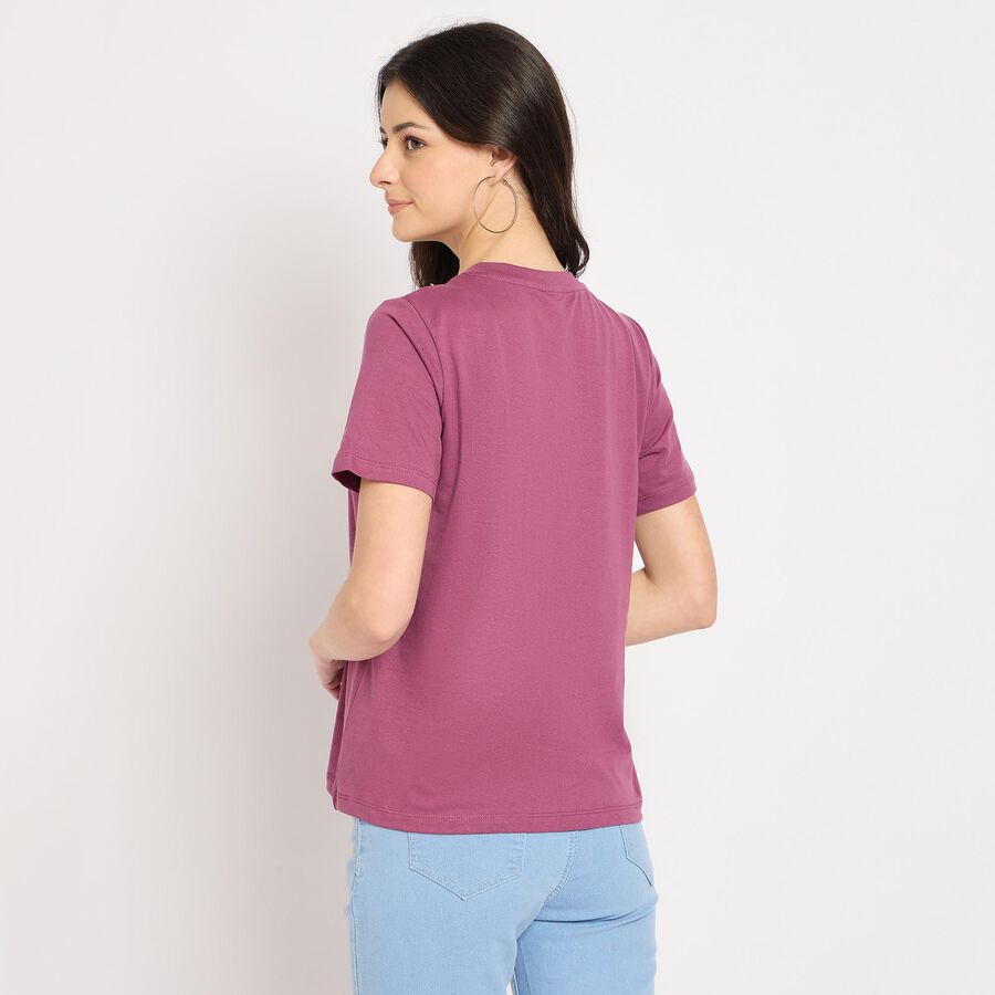Ladies' 100% Cotton Round Neck T-Shirt , Pink, large