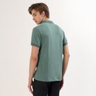 Men's Muted Sage Green Polo Collar Casual T-Shirt, गहरा हरा, small image number null