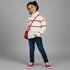 Girls Off White Turtleneck Casual Pullover, Off White, small image number null