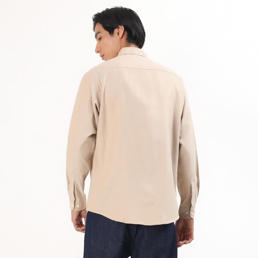 Men's Light Beige Classic Collar Casual Shirt, Beige, large image number null