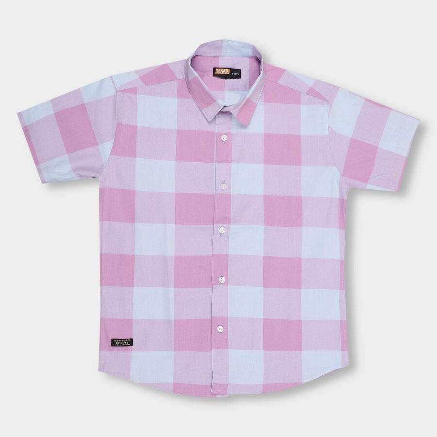 Boys' 100% Cotton Casual Shirt, Pink, large