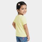 Girls Yellow Cotton Blend Round Neck Regular T-Shirt, Yellow, small