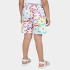 Girls' White Floral Cotton Elastic Waist Shorts, सफ़ेद, small