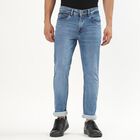 Men's Stonewashed Blue Skinny Fit Five Pocket Jeans, Mid Blue, small image number null