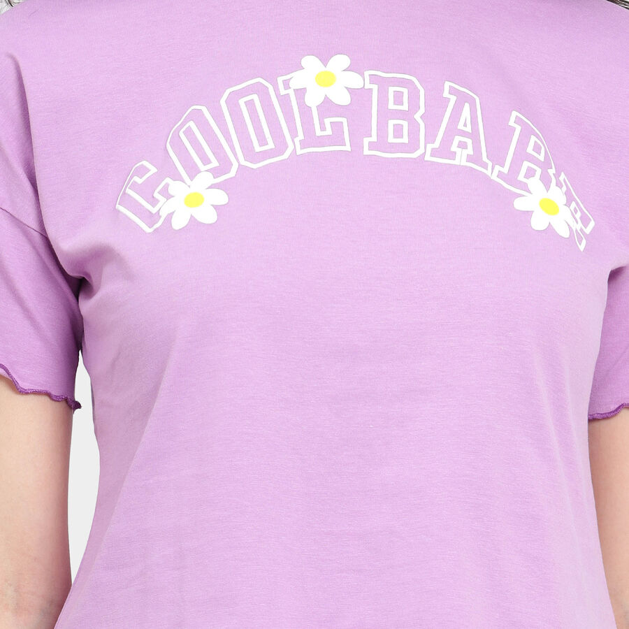 Cotton Round Neck T-Shirt, Lilac, large image number null