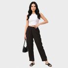 Women's Black Regular Fit Solid Palazzos, Black, small