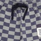 Boys' Navy Blue and Grey Checkered Elastic Waist Pyjama, मध्यम नीला, small image number null