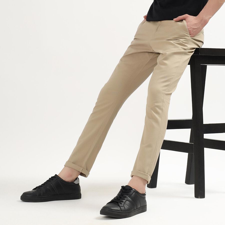Men's Slim Fit Casual Trousers, Beige, large image number null