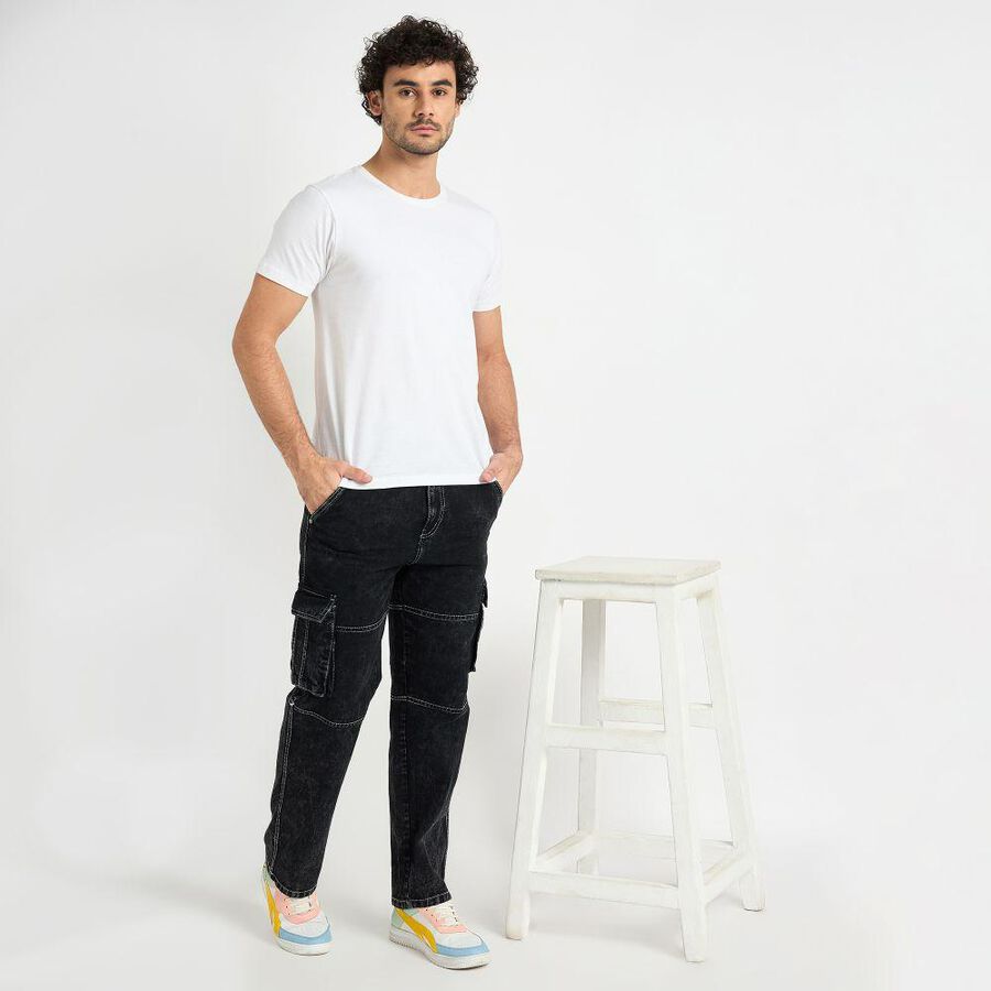 Men's 100% Cotton Skinny Jeans , Black, large image number null