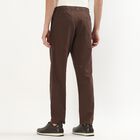 Men's Brown Slim Fit Casual Trousers, भूरा, small