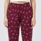 Women's Maroon Straight Fit Bow Printed Elastic Waist Pyjama, Wine, small