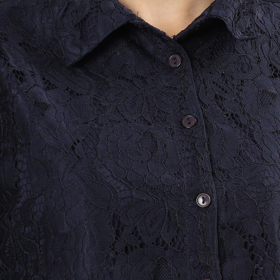 Women's Navy Blue Classic Full Sleeve Shirt , Navy Blue, large image number null