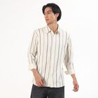 Men's Light Beige Cotton Full Sleeve Classic Collar Striped Shirt, Olive, small image number null