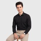 Men's Black Cotton Spread Collar Slim Fit Formal Shirt, काला, small