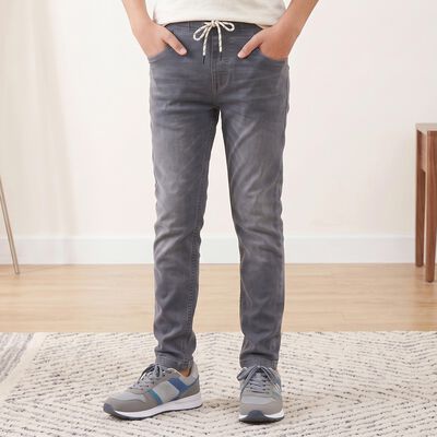Boys Grey Slim Fit Washed Jeans