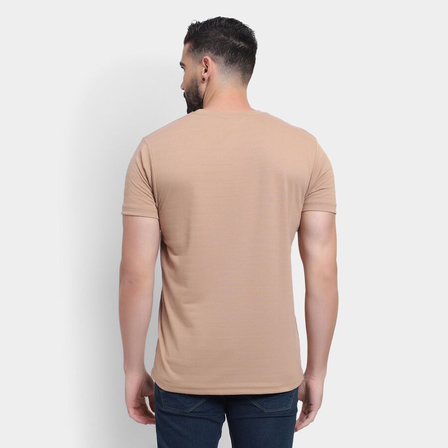 Men's Round Neck Half Sleeves T-Shirt, Beige, large image number null