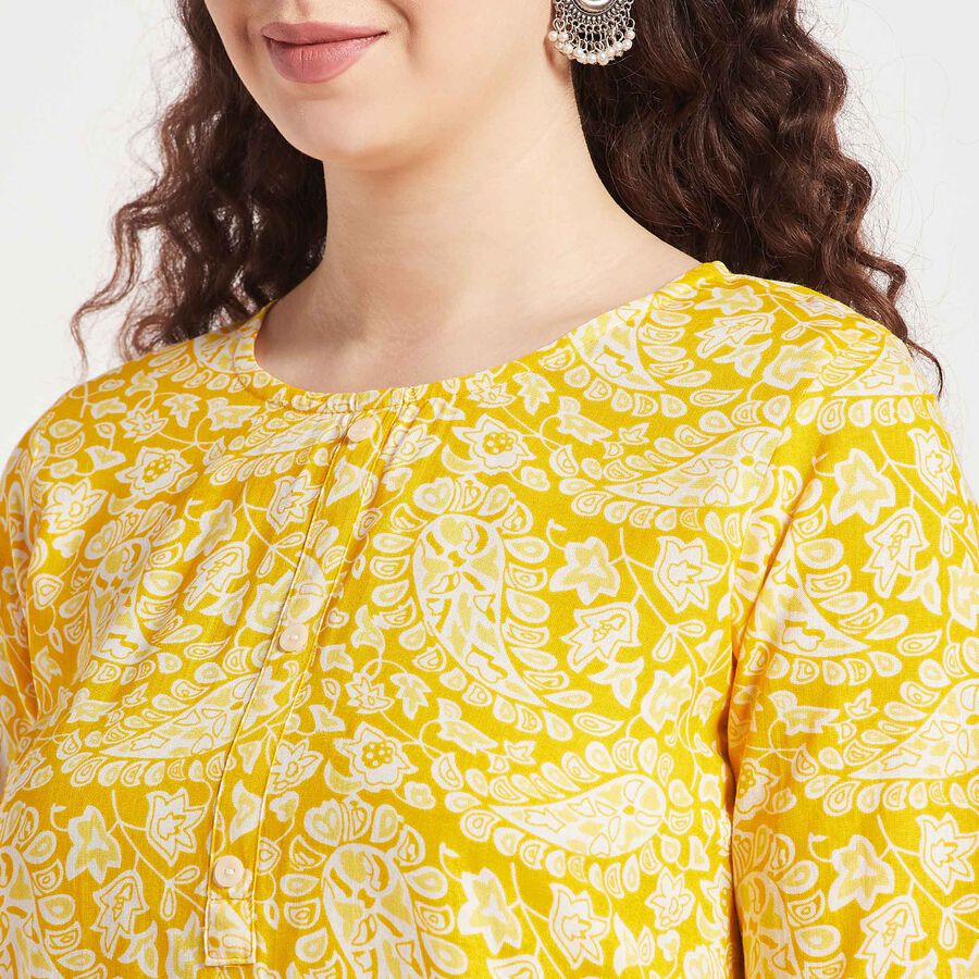 All Over Print Straight Kurti, Yellow, large image number null
