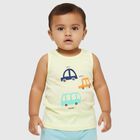 Infants' Soft Pastel Yellow Cotton Round Neck Casual Vest, Yellow, small image number null