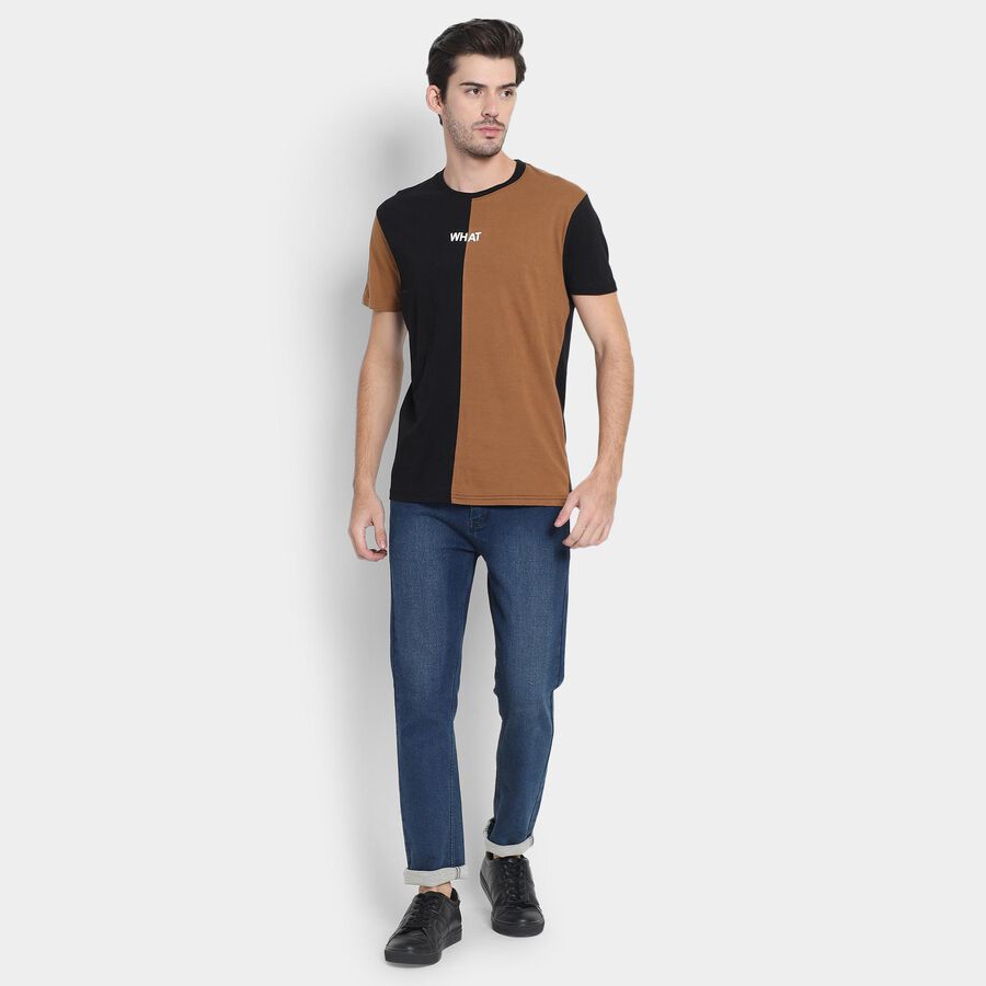 Men's 100% Cotton Round Neck Half Sleeves T-Shirt , Brown, large image number null