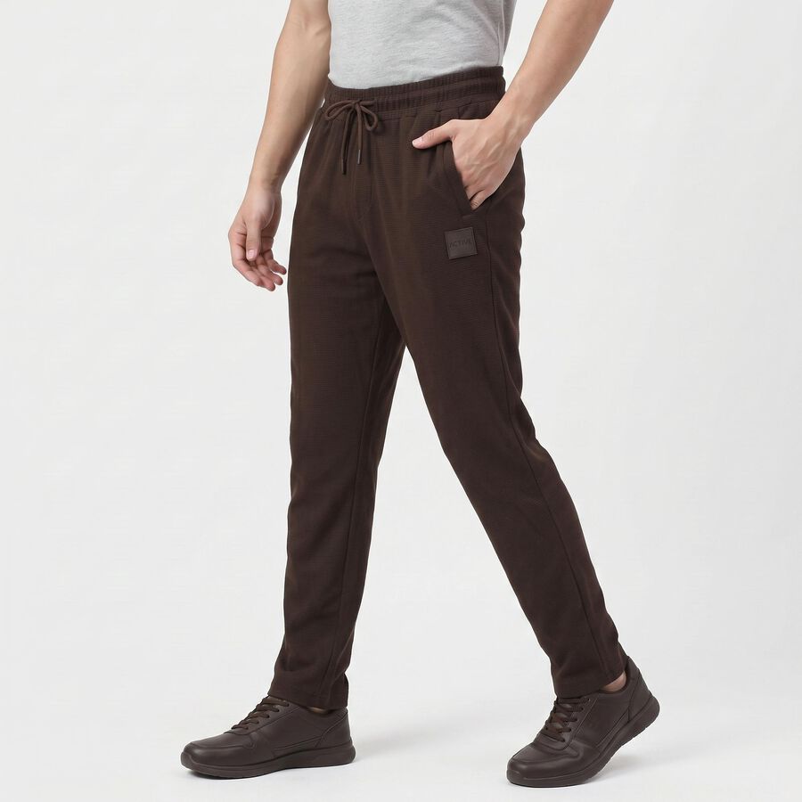 Men's Brown Slim Fit Track Pants, भूरा, large