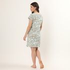 Women's Green Cotton Round Neck Floral Print Nighty, Light Green, small