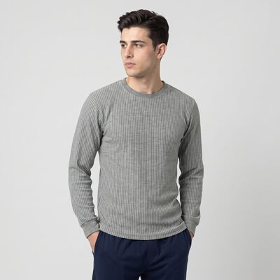 Men's Melange Mid Grey Long Sleeve Thermal