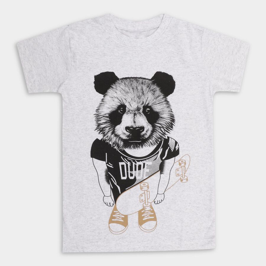 Boys' Half Sleeves T-Shirt , Ecru Melange, large image number null