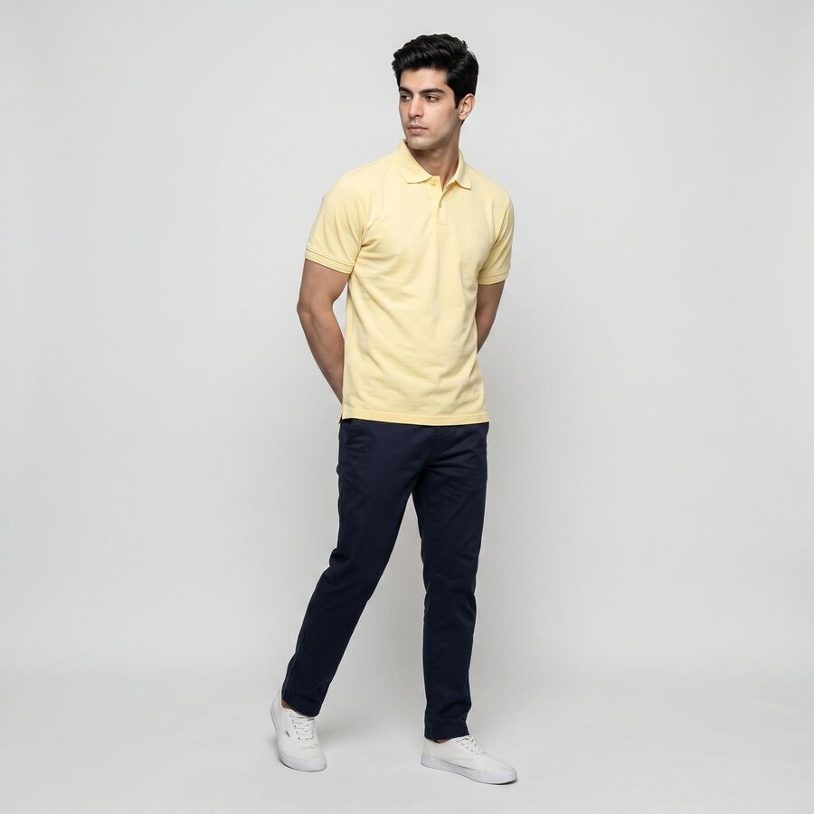 Men Yellow Polo Neck Polo T-Shirt, Yellow, large