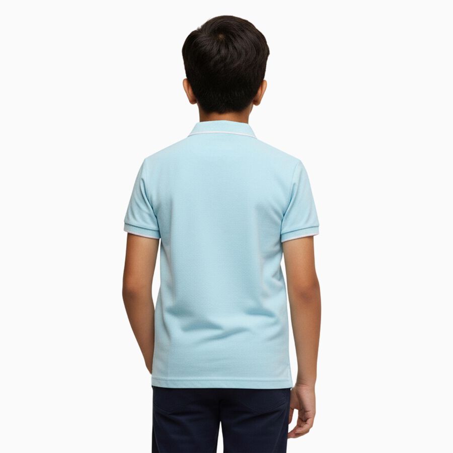 Boys' Pale Powder Blue Crew Neck Casual T-Shirt, हल्का नीला, large